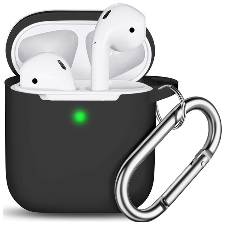 Husa protectie pentru AirPods Generatia 1/2, Chucai, Silicon, Negru