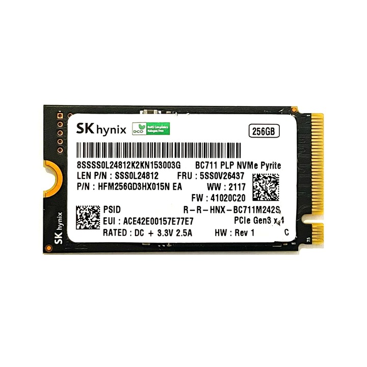 SSD SK Hynix 256 GB, M.2, PCI-e, NVME Internal Solid State Drive 2242 Form Factor M2, bulk