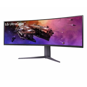 Monitor, LG, 45GR75DC-B, 45" VA, curbat, 32:9, 5120x1440, 200Hz, 1ms, 400cd, 2 x HDMI, DisplayPort, USB, FreeSync, HDR, Negru
