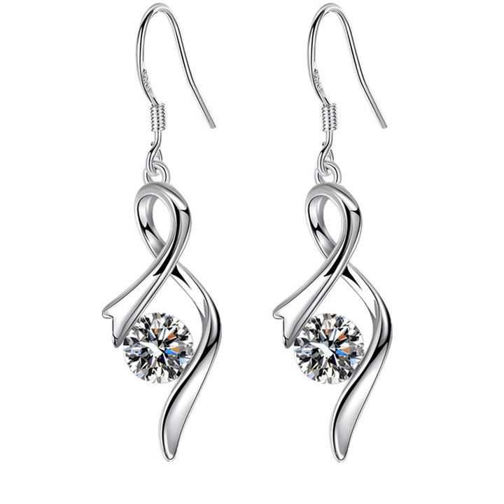 Női fülbevaló medállal, Haiaveng, ezüst 925, cirkon, ezüst