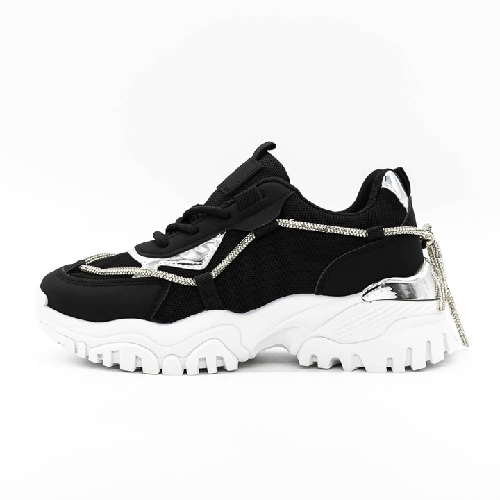 Sneakers Dama 3B25 02 BLACK-WHITE MEI, Negru