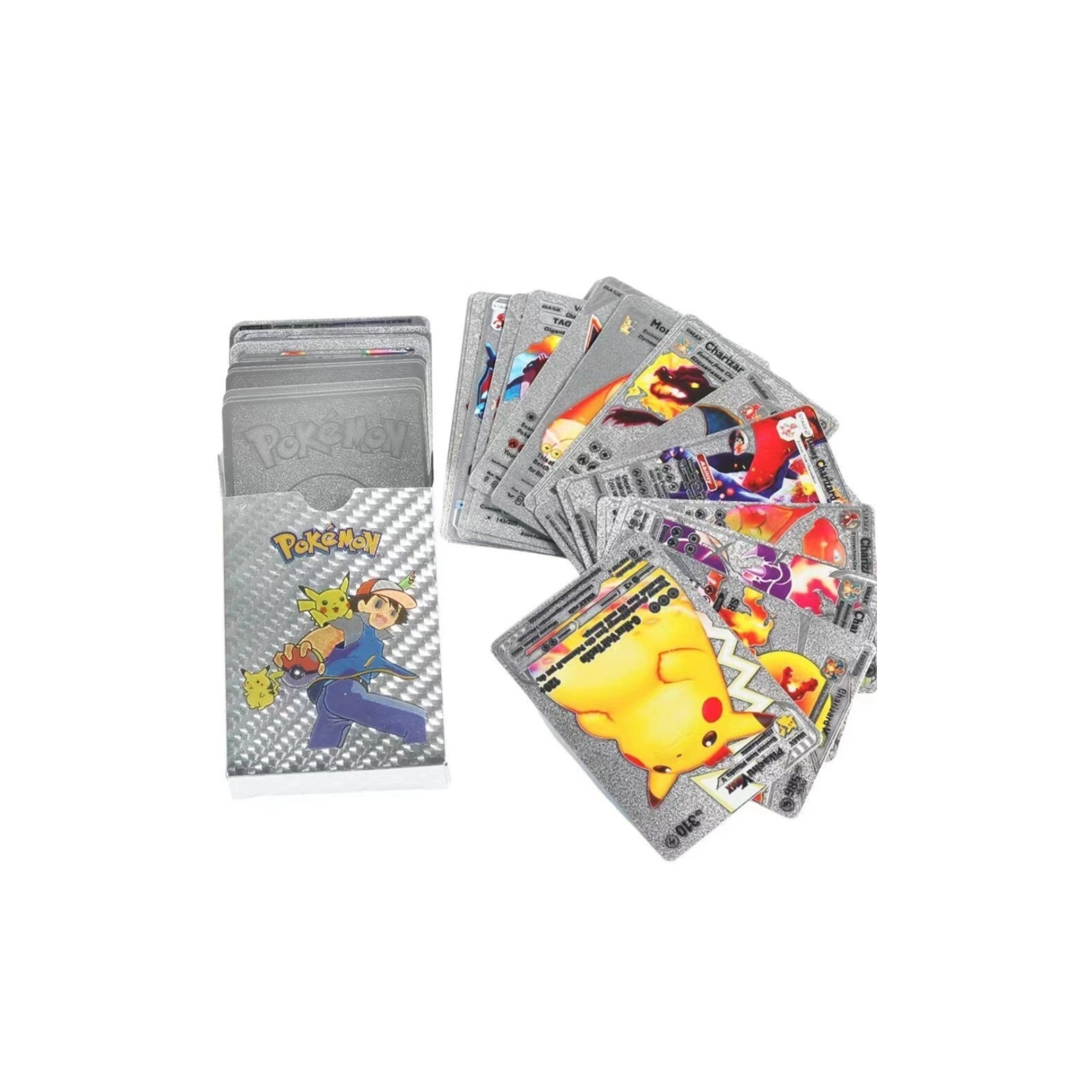 Set cartonase Pokemon Silver, 55 bucati argintii - eMAG.ro