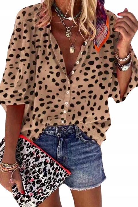 Bluza de dama aerisita, descheiata, cu imprimeu leopard