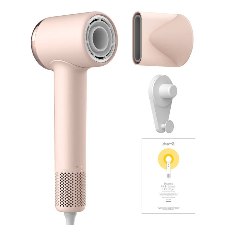 Сешоар Deerma DEM-CF50W, 1400W, 11 режима, Йонизираща технология, Розов