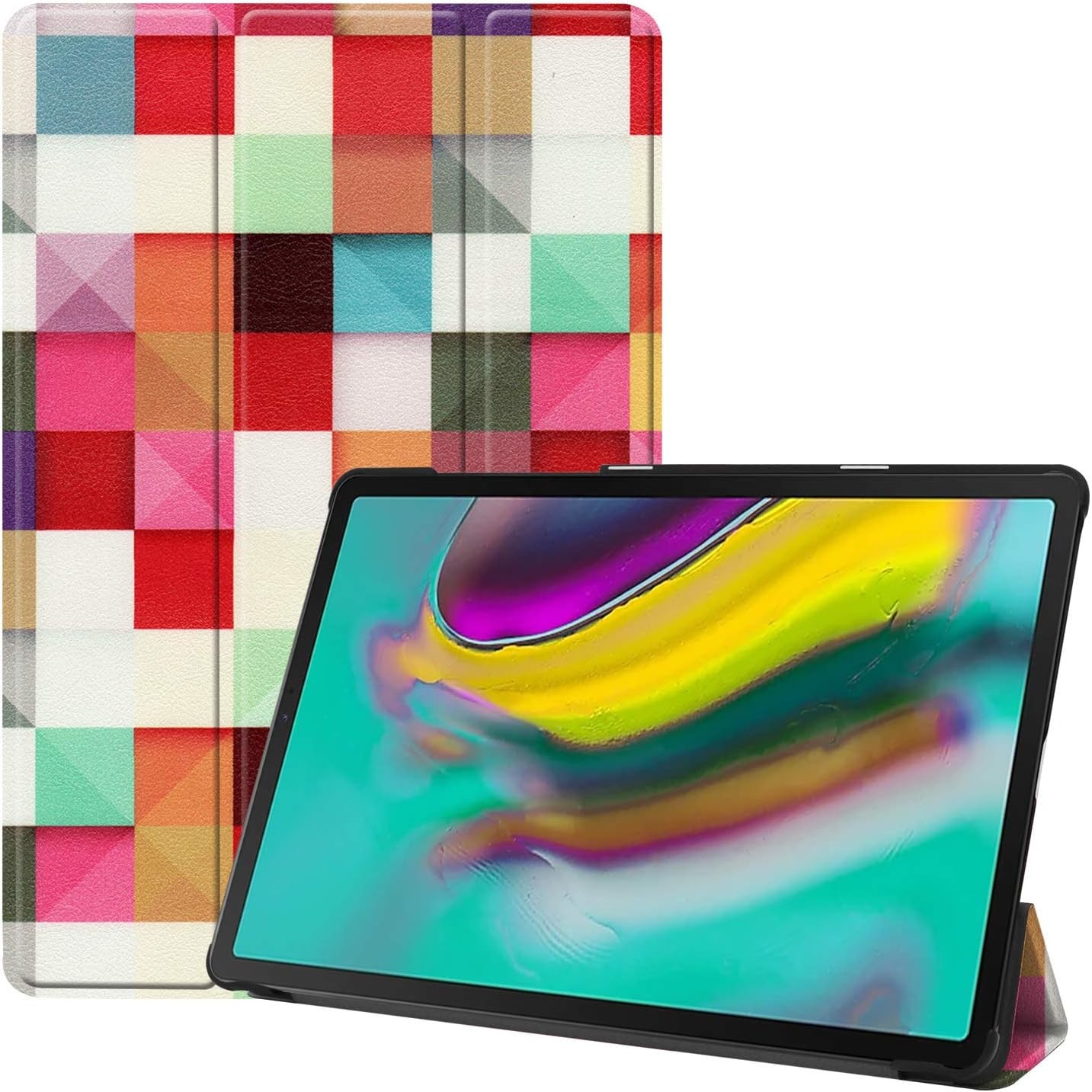 Husa pentru tableta Nokia T20, 10.36inch, Slim, Smart Cover, Trifold, Sigloo, model Mosaic