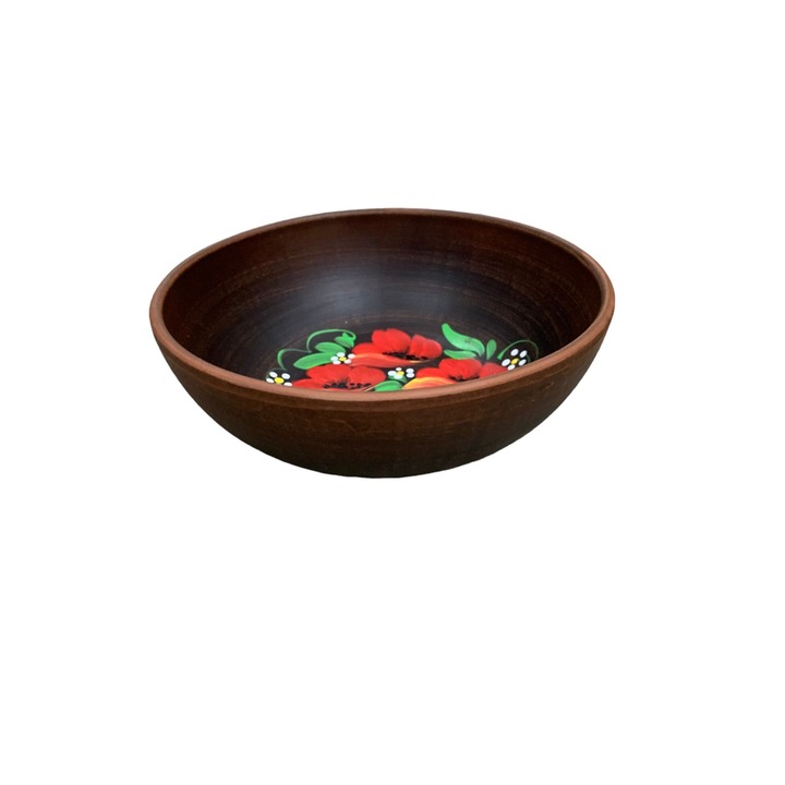 Set 6 boluri Lut rosu Angob pictate manual 700 ml