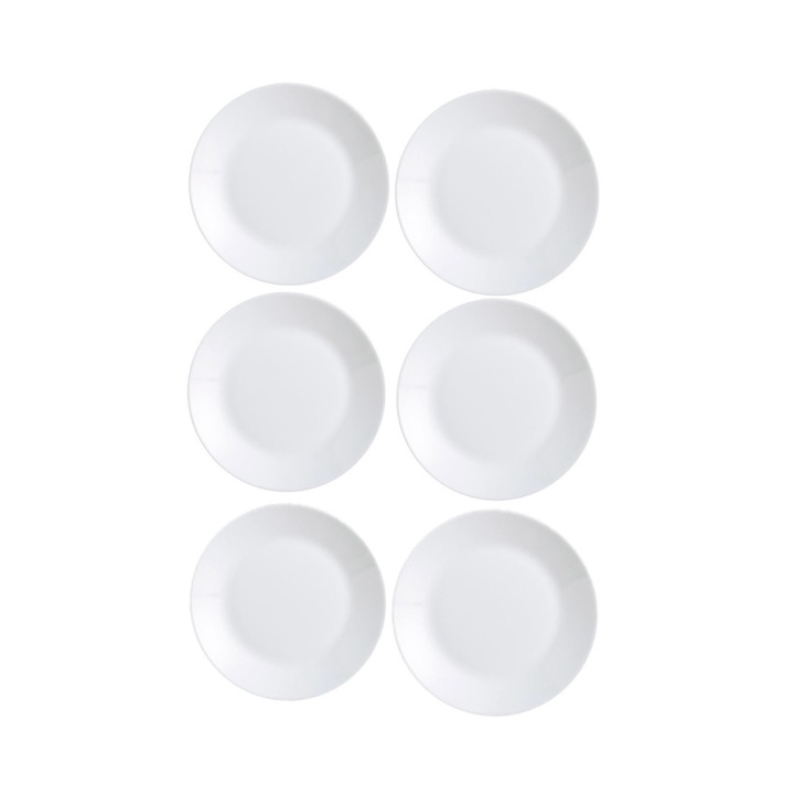 Set 6 farfurii albe, opal, 18 cm