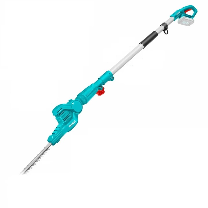 Akkumulátoros elektromos sövénynyíró TOTALTPHT201601, 20V, kefe nélküli motor, penge hossza 46 cm, maximális vágási átmérő 18 mm, teleszkópos rúd, töltő és akkumulátor nélkül a szállítókészletben