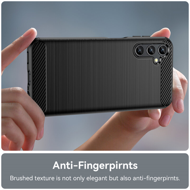 Husa protectie Mat-Tech compatibila cu Samsung Galaxy A15 4G / A15 5G Textura Carbon, Finisaj Mat, Anti-Shock, Anti-Fingerprint, Rezistenta la impact, Negru