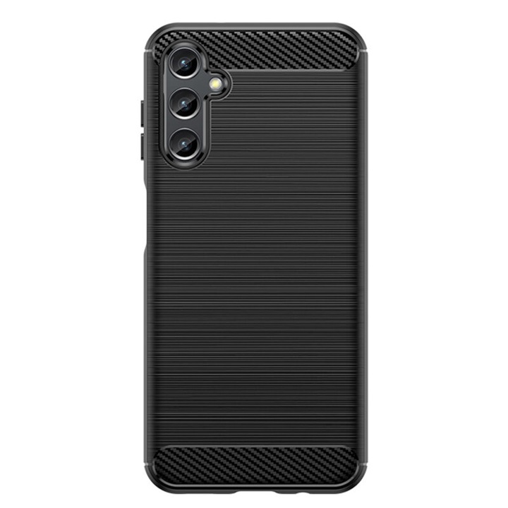 Mat-Tech védőtok kompatibilis a Samsung Galaxy A15 4G / A15 5G karbon textúrával, matt felület, ütésálló, ujjlenyomat-mentes, ütésálló, fekete