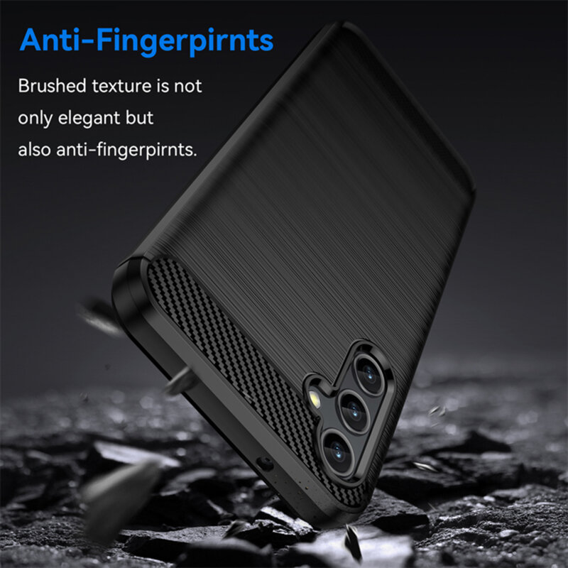 Husa protectie Mat-Tech compatibila cu Samsung Galaxy A15 4G / A15 5G Textura Carbon, Finisaj Mat, Anti-Shock, Anti-Fingerprint, Rezistenta la impact, Negru