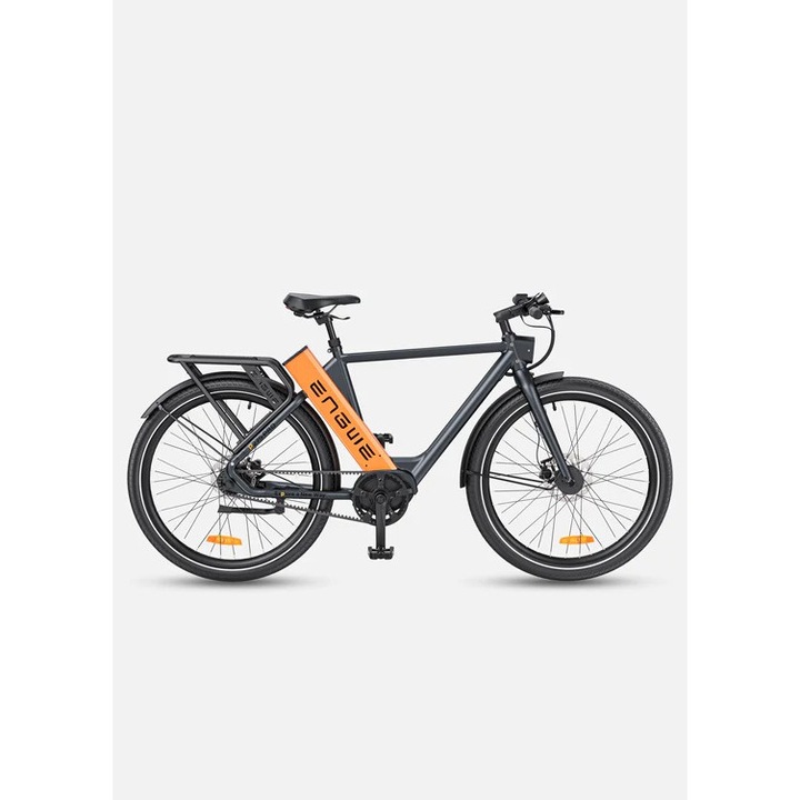 Bicicleta Electrica Engwe P275 PRO, Motor 250W Bafang, baterie Samsung 36V/19.2Ah, 25 km/h, autonomie maxima de 260km, Negru-Portocaliu