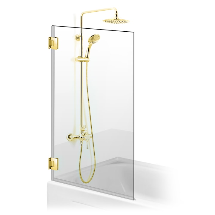 Paravan cada Ravana ® Mobil Gold, cu balama automata180°, sticla clara, securizata, 70x140 cm