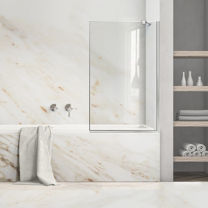 Paravan cada Ravana ® Fix Inox, feronerie full inox, sticla clara, securizata, 70x140 cm