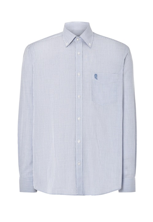 Camasa barbati, El Buho Nocturno, model Essentials, carouri albastre, usor de calcat, poplin 50% bambus, 50% poliester, XL INTL