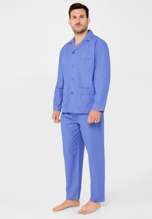 Pijamale Barbati Lungi Rever Poplin Fil À Fil, 1515-36, 60% Bumbac 40% Poliester, 2XL INTL, EL BÚHO NOCTURNO