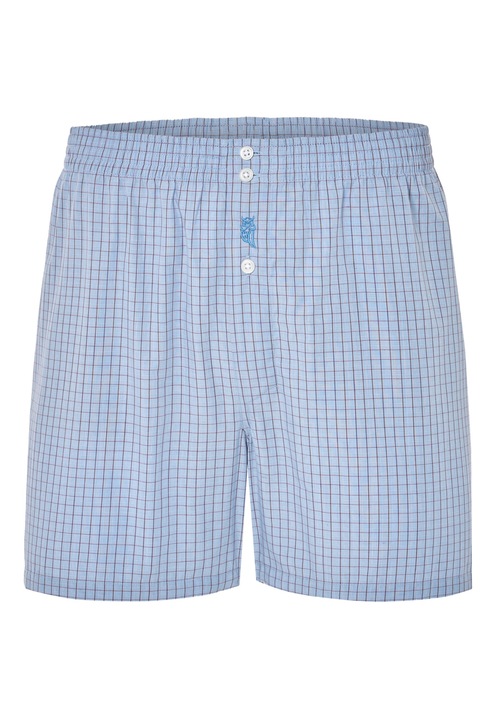 Boxeri pentru barbati cu carouri, El Buho Nocturno, Bambus/Poliester, Albastru, Albastru, 2XL
