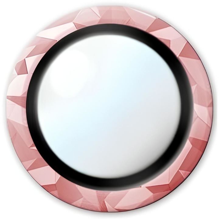 Folie Protectie Camera Diamond Cut pentru iPhone 13 / 13 Mini, Sticla Securizata, Aluminiu, 2 bucati, Ultra Slim, Duritate 9H, Anti Zgarieturi, Anti Amprente, Anti Socuri, Roz