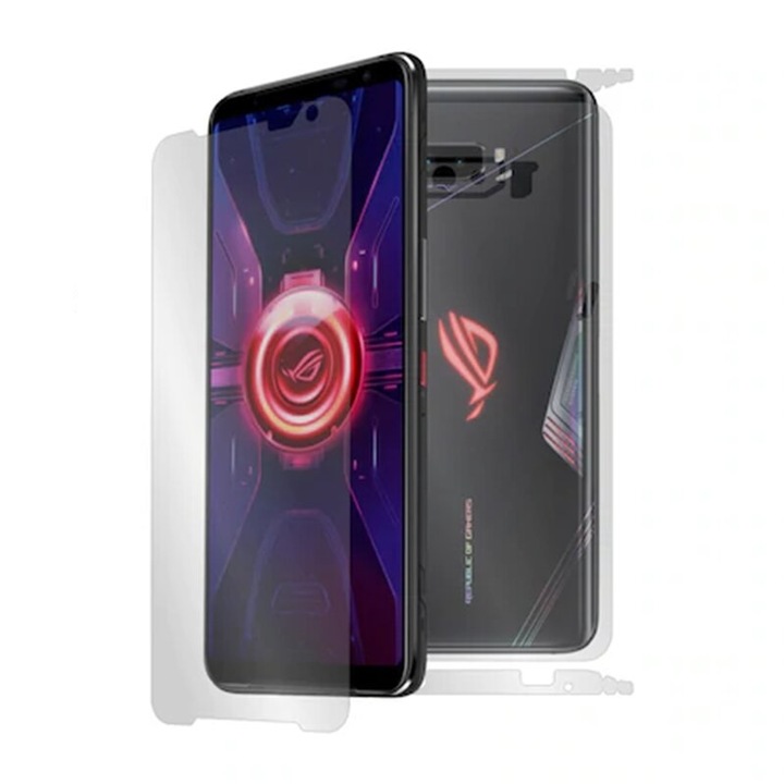 Alien 360 védőfólia kompatibilis Asus ROG Phone 3/ROG Phone 3 Strix telefonnal, képernyőhöz, hátlaphoz és oldalakhoz, polimer, átlátszó
