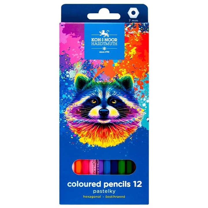 12 db színes ceruza készlet, Koh-i-Noor, fa, többszínű
