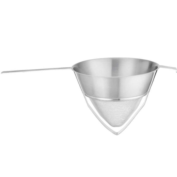Конична цедка с мрежа, Hendi, Неръждаема стомана, 250 x 200 x 505 mm, Сребро
