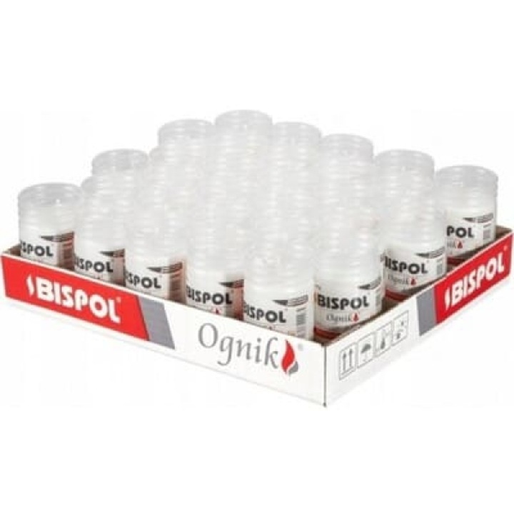 Комплект 30 парафинови свещи, Bispol, 36 h, 90 x 48 mm, Бяла