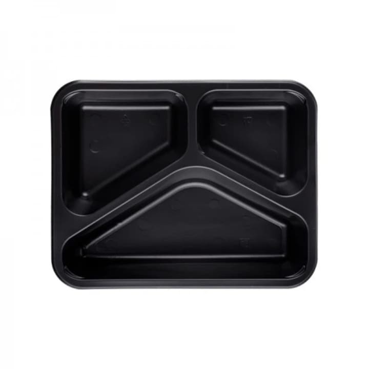 Set caserole termosudabile cu capac, 3 compartimente, 50 buc, dimensiune 22,7x17,8x4 cm