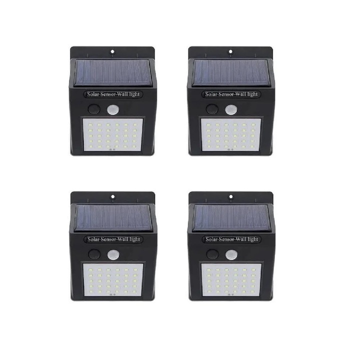 4 db BRIGHT 30 LED napelemes lámpa készlet mozgásérzékelővel és fénnyel 1 üzemmód MEGVILÁGÍTÁS