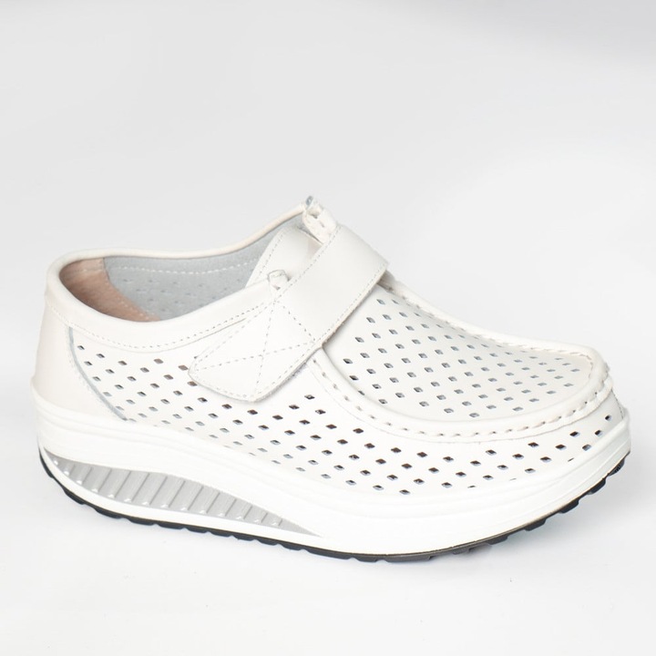 Pantofi, Moda Stil, rula, Piele naturala, Alb, Alb