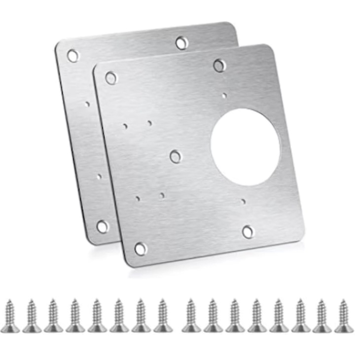 Kit placa reparatie balama mobila, otel, Ø35 mm, set 8 buc