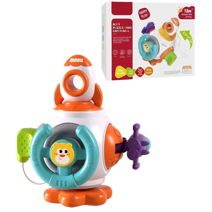 QuTek 6 в 1 интерактивна играчка куб, образователна и сензорна за бебета, за двигателни умения, многоцветна, за деца 1 - 3 години