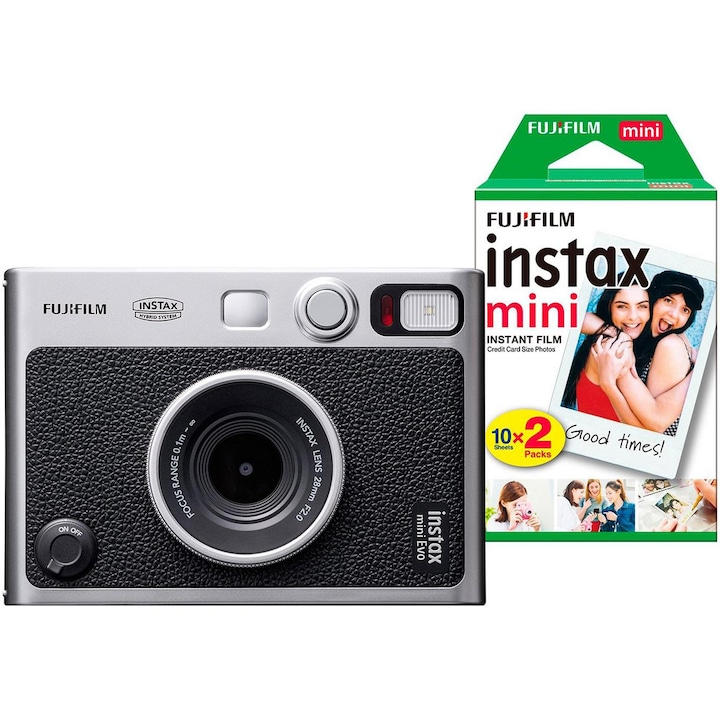 Aparat foto instant Fujifilm Mini Evo Black + Film Mini 2x10