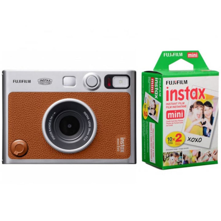 Aparat foto instant Fujifilm Mini Evo Brown + Film Mini 2x10