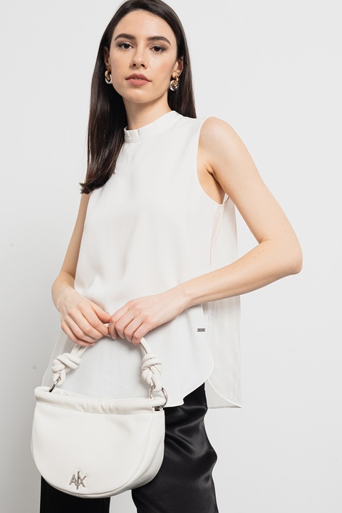 ARMANI EXCHANGE, Топ с мрежест гръб, Бял, L