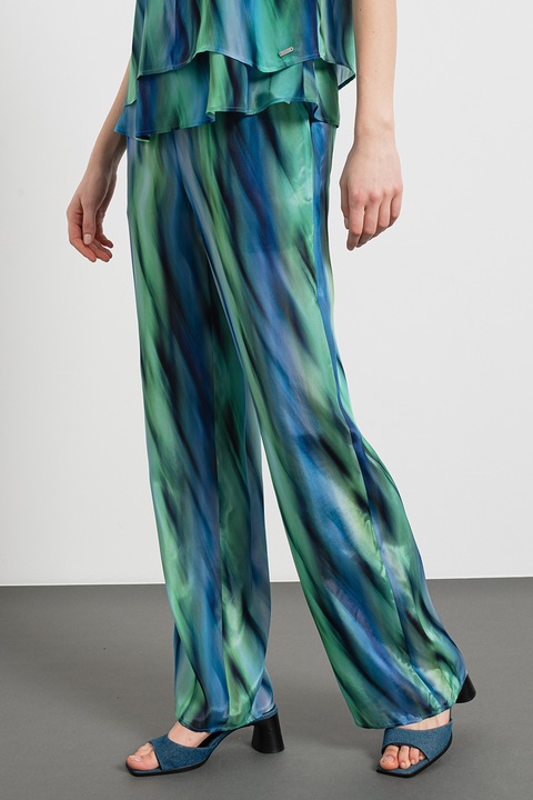 ARMANI EXCHANGE, Absztrakt mintájú sifonnadrág, Zöld/Kék, M