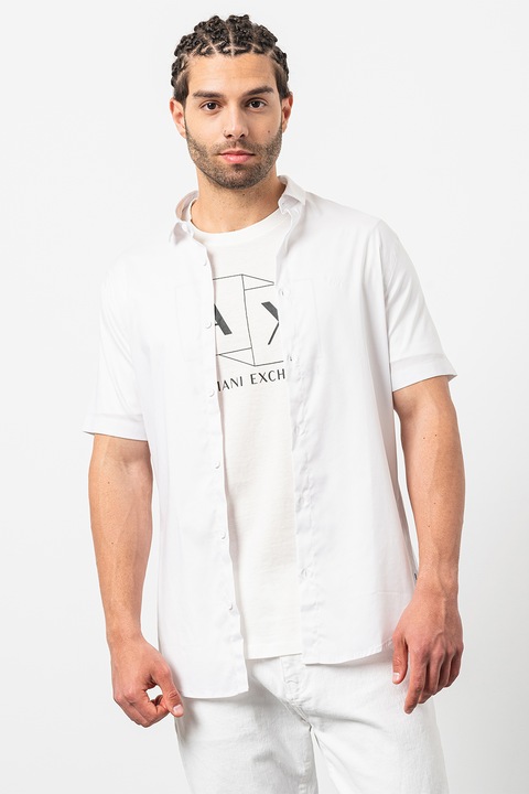 ARMANI EXCHANGE, Camasa cu maneci scurte, Alb optic