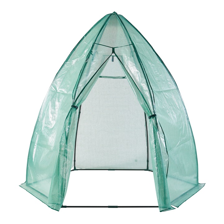 Sera gradina, en.casa, PXHGC-0007 Hunze, 200 x 240 cm, otel, folie, verde, cu fermoar si geam aerisire