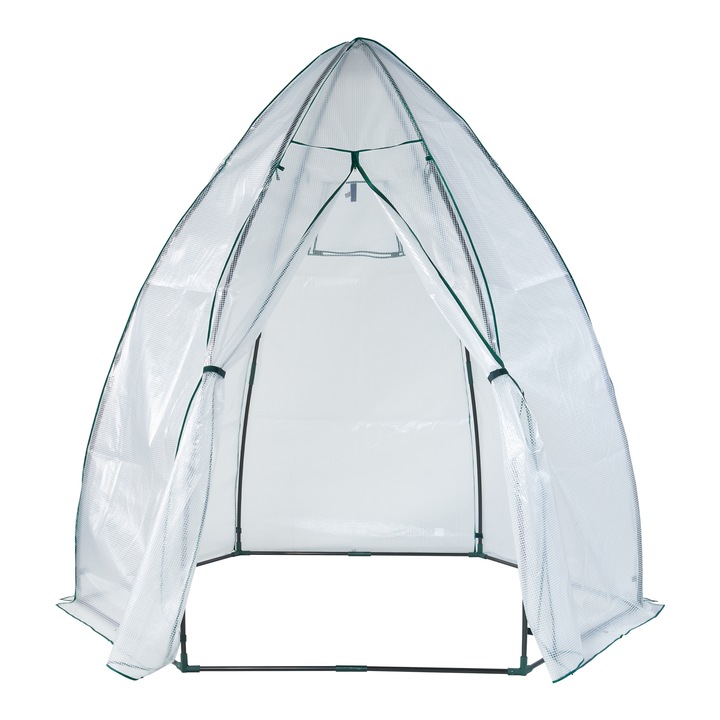 Sera gradina, en.casa, PXHGC-0008 Hunze, 200 x 240 cm, otel, folie, alb, cu fermoar si geam aerisire