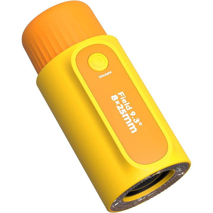 Monoclu Zoom Tube 8x21, Chucai, Telescop cu marire 8X cu LED, Prisma Bak4, Camp vizual larg pentru observarea pasarilor, drumetii si observarea faunei salbatice, Portocaliu
