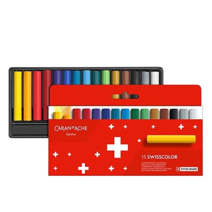 Creioane cu ceara, Carandache, 15 culori