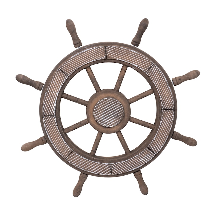 Dekoratív MDF kerék, kerékátmérő 44cm, tengerész kormányos modell, barna / ZTS 8038