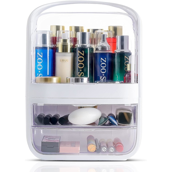 Органайзер за козметични продукти, F12, грим, чекмеджета, 18x26x36 см, бял