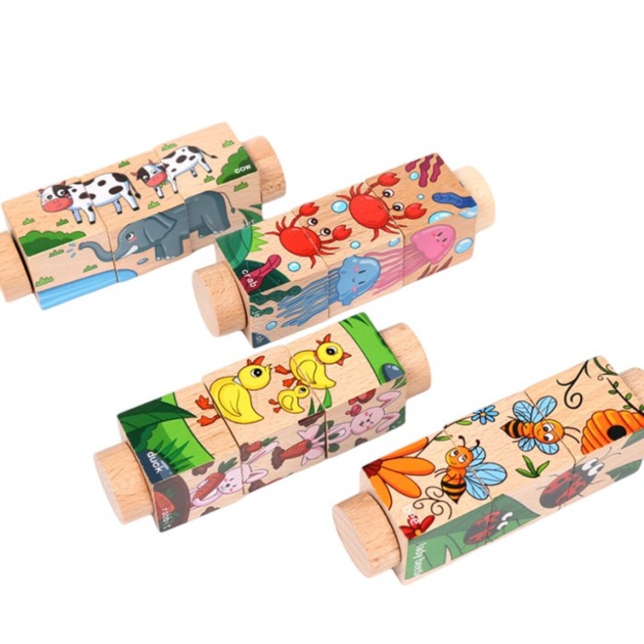 Forgó puzzle kockák - Állatok, 48 db