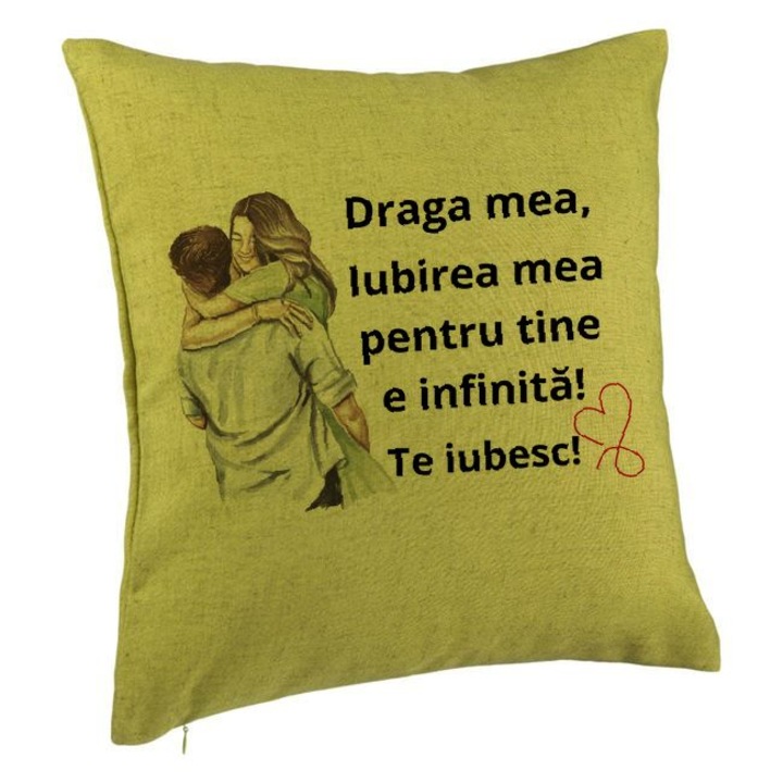 Lover Gift dekoratív párna 5-ös üzenettel, 40x40 cm, zöld, levehető huzat, fújtató
