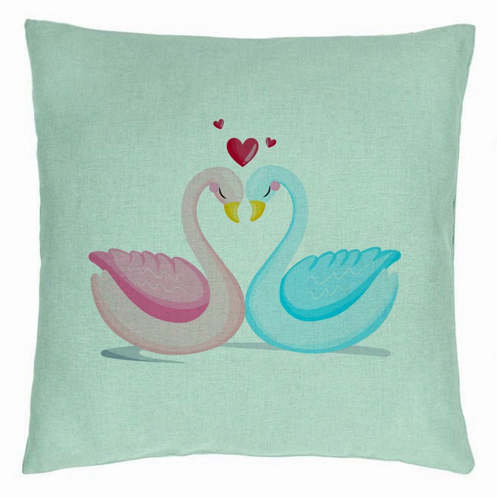 Dekoratív párnamodell Valentin-nap 9, 40x40 cm, Menta zöld, Levehető huzat, Fújtató