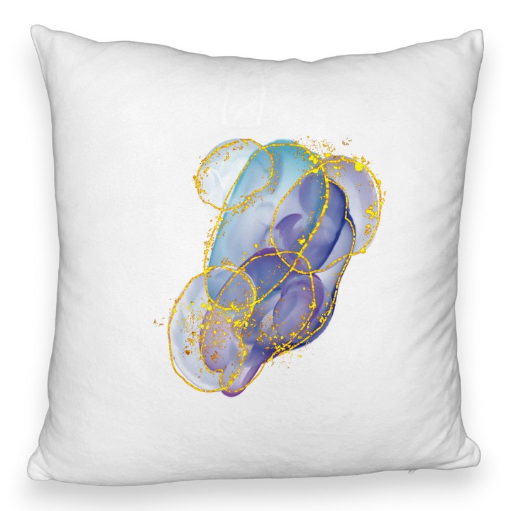 Perna Personalizata Abstract Art Multicolor, 40x40 cm, Fluffy, Husa Detasabila, Burduf