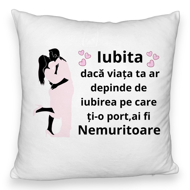 Beloved Gift dekoratív párna 3-as üzenettel, 40x40 cm, pihe-puha, levehető huzat, fújtató
