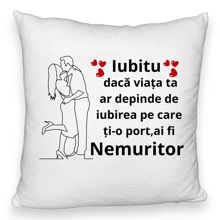 Lover Gift dekoratív párna üzenettel, 2 db 40x40 cm, Bolyhos, Levehető huzat, Fújtató