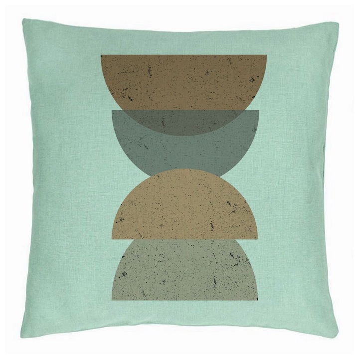 Elegáns dekoratív párna geometriai formákkal 2, 40x40 cm, mentazöld, levehető huzat, fújtató