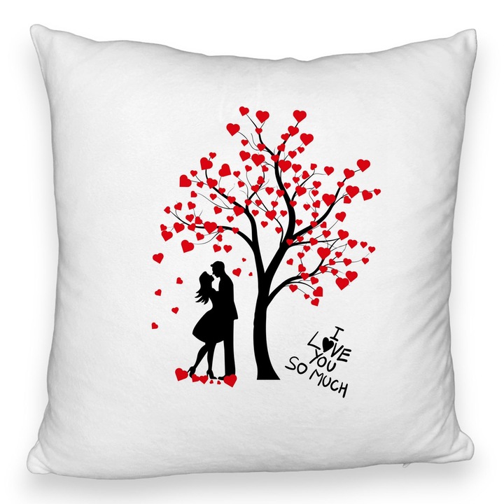 I Love You dekoratív párna - Valentin napi modell, 40x40 cm, bolyhos, levehető huzat, fújtató